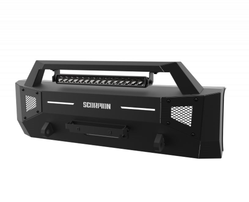 Tundra Winch Ready Front Bumper w/LED Light Bar Tactical Center Mount 14-21 Toyota Tundra Scorpion Extreme