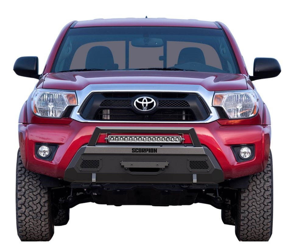 Tacoma Winch Ready Front Bumper w/LED Light Bar Tactical Center Mount 12-15 Toyota Tacoma Scorpion Extreme
