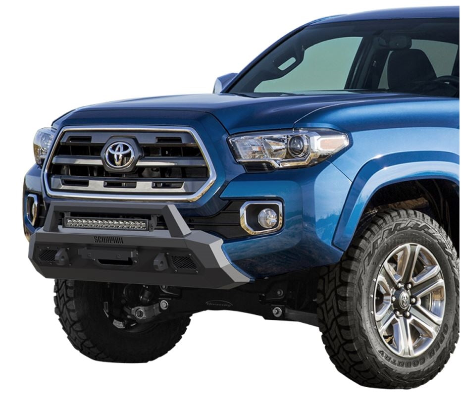 Tacoma Winch Ready Front Bumper w/LED Light Bar Tactical Center Mount 16-21 Toyota Tacoma Scorpion Extreme