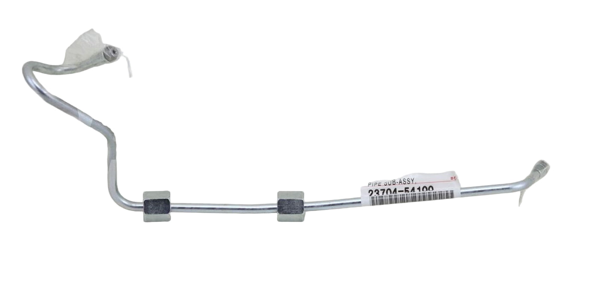 A silver fuel pump hard line injector rail to head pipe for a Toyota vehicle.