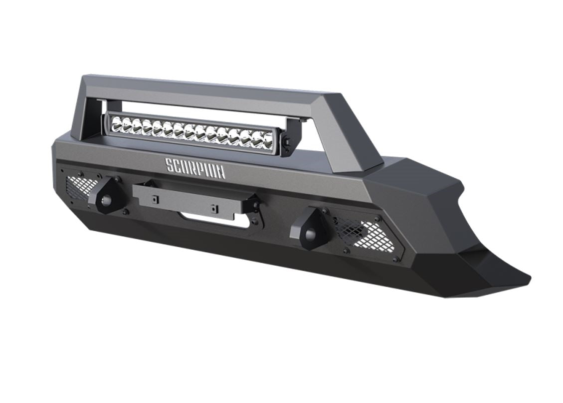 Tacoma Winch Ready Front Bumper w/LED Light Bar Tactical Center Mount 16-21 Toyota Tacoma Scorpion Extreme