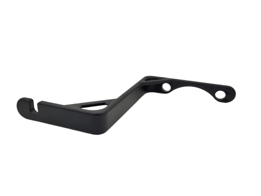 Black metal bracket on a light gray background