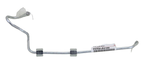 A silver fuel pump hard line injector rail to head pipe for a Toyota vehicle.