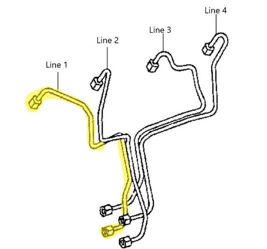 Toyota 3.0L 1KZ Injection Pump Hard Line 1 23701-67021